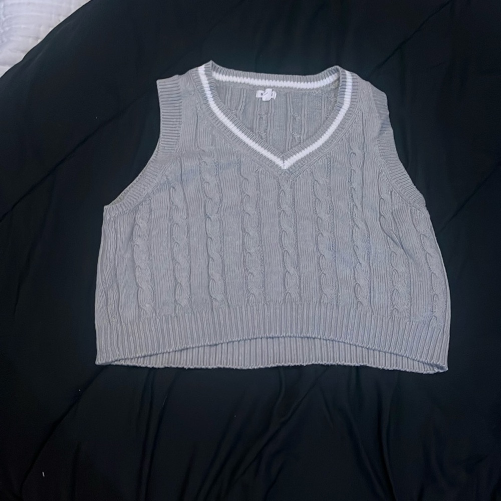 grey sweater vest